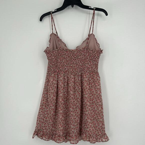 Dress Forum Mini Slip Dress Pink Ditsy Floral Ruffle Smocked Boho Y2K Size M - Picture 5 of 9